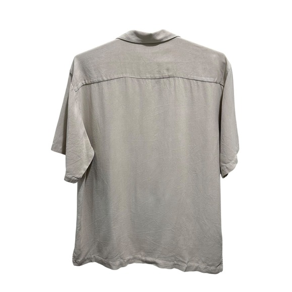 Tommy Bahama Silk Button Down Shirt Mens XL Tan Camp Collar Short Sleeve - Picture 6 of 7